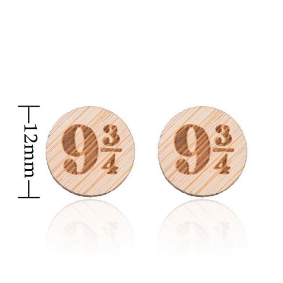 🔥4 for $25🔥 HARRY POTTER 9 3/4 wood earrings - metal posts and backings - NEW - Picture 2 of 2